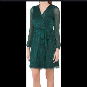 XL Nicole miller sparkly green long sleeved dress